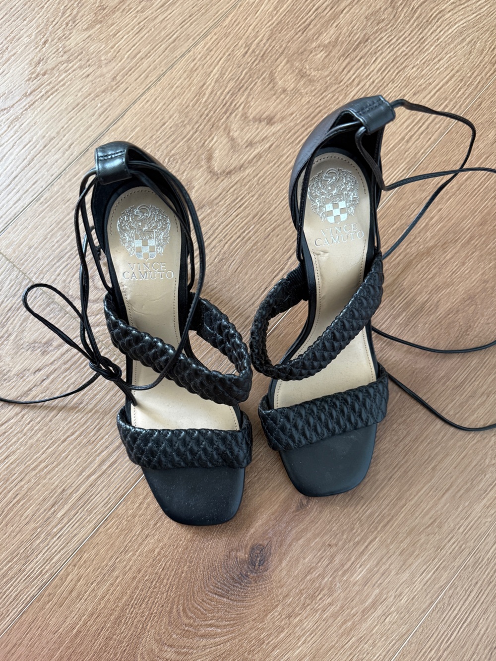Vince Camuto Black Braided Lace-Up Stiletto Heels - Picture 5 of 5